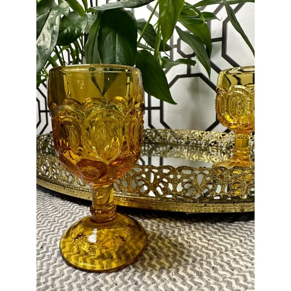 Le Smith Mini Amber Wine Glass Goblet - Moon & Star - Set Of 2 - Picture 8 of 9